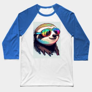 Happy summer rainbow shades sloth Baseball T-Shirt